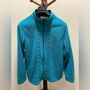 2 for $25 Womens Carol Reed turquoise sweater full zip size large